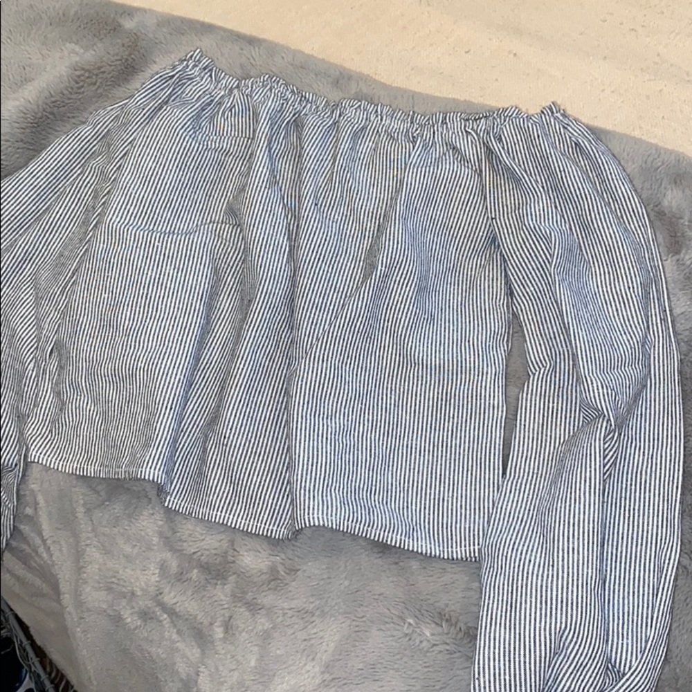 off the shoulder brandy striped top